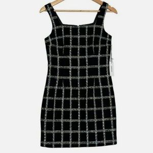 Jason Wu Tweed Gold Lurex Plaid Sleeveless Dress SZ Medium